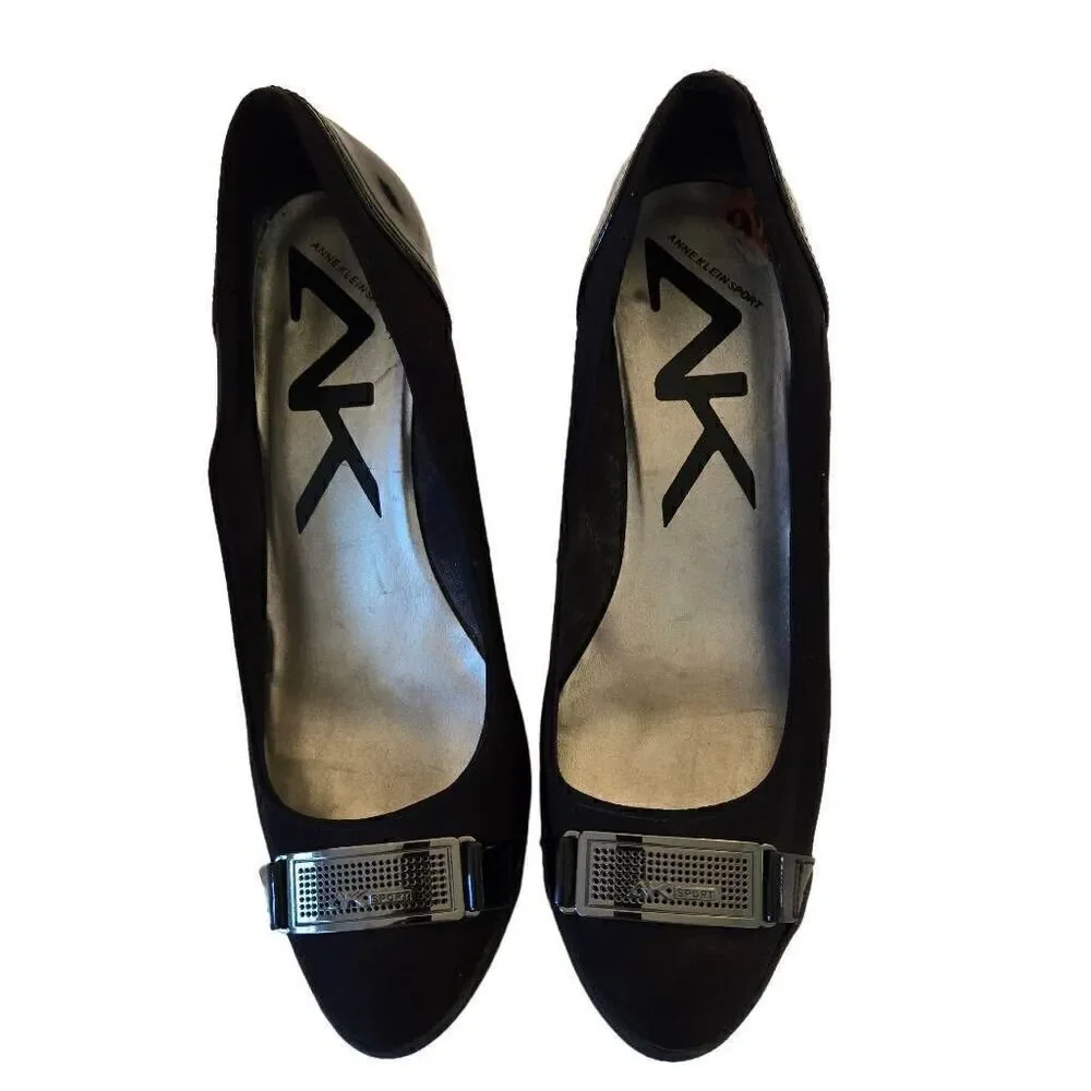 Anne Klein Sport Womens Wedge Heels Black Size 9.5